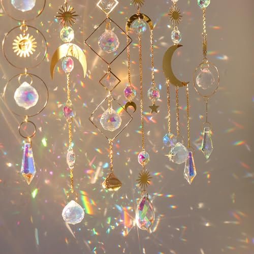 6-Piece Colorful Crystal Suncatcher Set for Home Decor