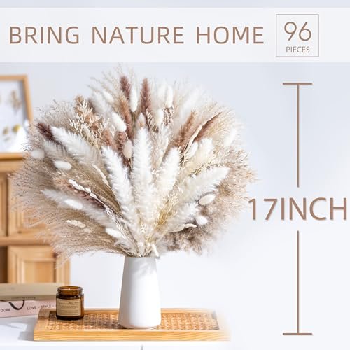 96PCS Dried Pampas Grass Bouquet for Boho Home Decor