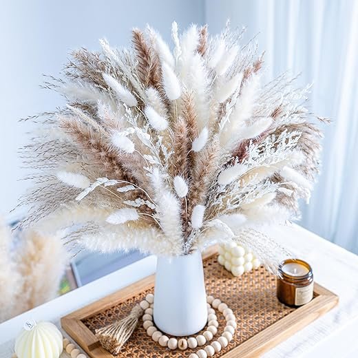 96PCS Dried Pampas Grass Bouquet for Boho Home Decor