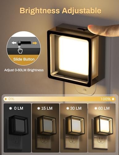 DORESshop Dimmable LED Night Lights with Dusk-to-Dawn Sensor