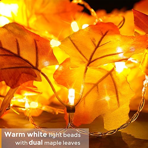 Lighted Fall Garland: 40 LED Maple Leaf Decor