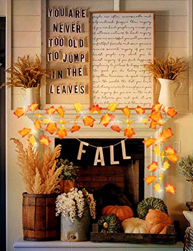 Lighted Fall Garland: 40 LED Maple Leaf Decor