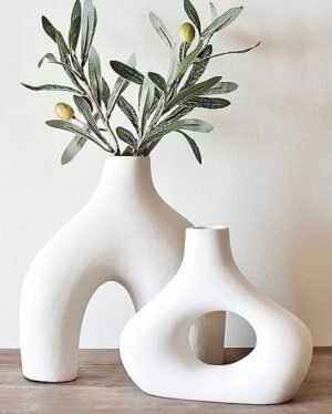 Modern Ceramic Donut Vases - Set of 2